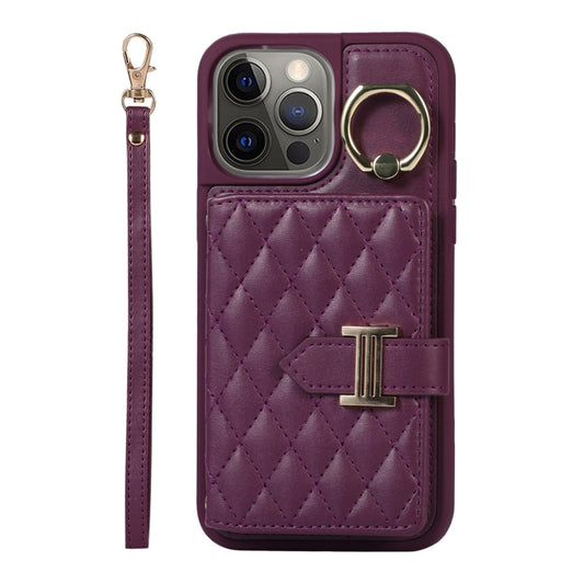 Horizontal Card Bag Ring Holder Phone Case with Dual Lanyard, For iPhone 12 Pro, For iPhone 11 Pro Max, For iPhone 11