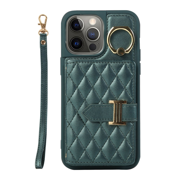 Horizontal Card Bag Ring Holder Phone Case with Dual Lanyard, For iPhone 12 Pro, For iPhone 11 Pro Max, For iPhone 11