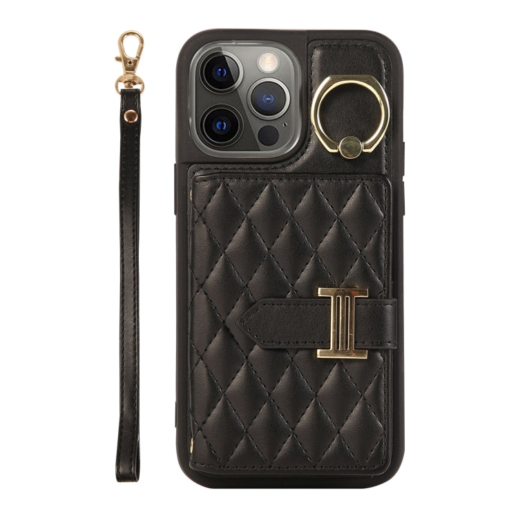 Horizontal Card Bag Ring Holder Phone Case with Dual Lanyard, For iPhone 12 Pro, For iPhone 11 Pro Max, For iPhone 11