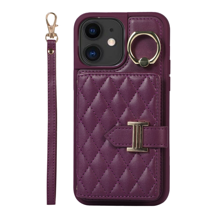 Horizontal Card Bag Ring Holder Phone Case with Dual Lanyard, For iPhone 12 Pro, For iPhone 11 Pro Max, For iPhone 11