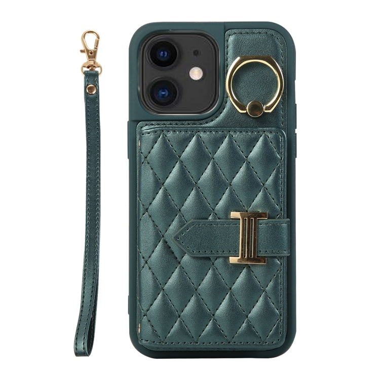 Horizontal Card Bag Ring Holder Phone Case with Dual Lanyard, For iPhone 12 Pro, For iPhone 11 Pro Max, For iPhone 11