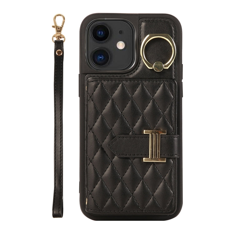 Horizontal Card Bag Ring Holder Phone Case with Dual Lanyard, For iPhone 12 Pro, For iPhone 11 Pro Max, For iPhone 11