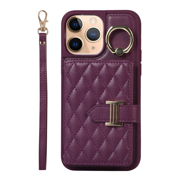 Horizontal Card Bag Ring Holder Phone Case with Dual Lanyard, For iPhone 12 Pro, For iPhone 11 Pro Max, For iPhone 11