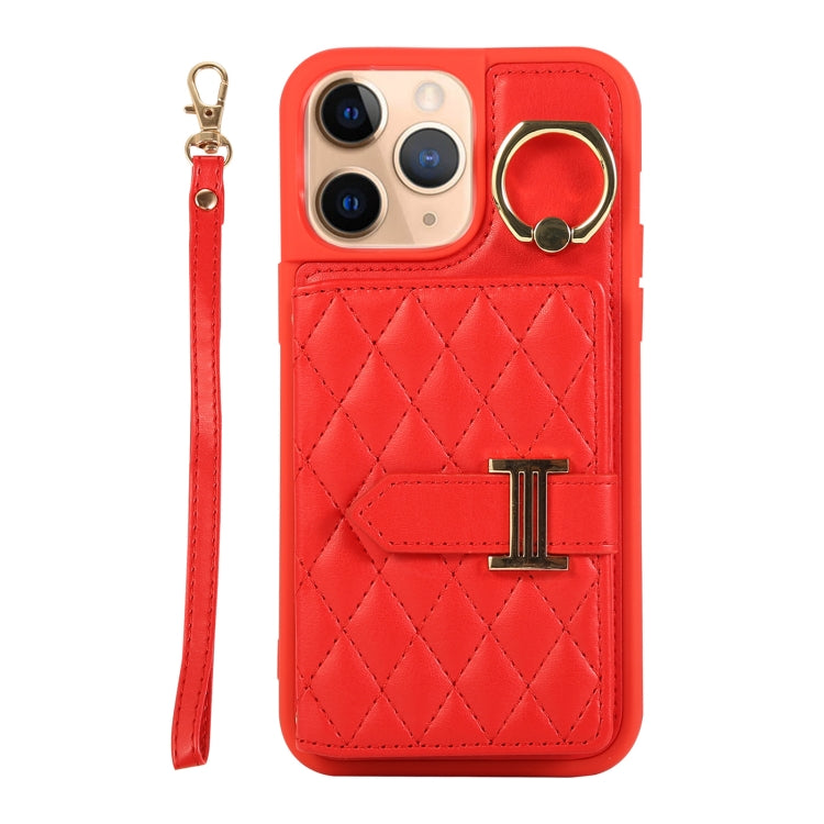 Horizontal Card Bag Ring Holder Phone Case with Dual Lanyard, For iPhone 12 Pro, For iPhone 11 Pro Max, For iPhone 11