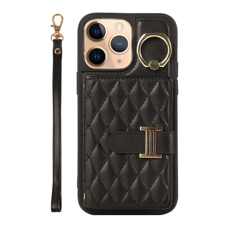 Horizontal Card Bag Ring Holder Phone Case with Dual Lanyard, For iPhone 12 Pro, For iPhone 11 Pro Max, For iPhone 11