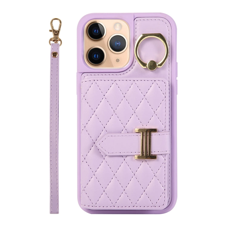 Horizontal Card Bag Ring Holder Phone Case with Dual Lanyard, For iPhone 12 Pro, For iPhone 11 Pro Max, For iPhone 11
