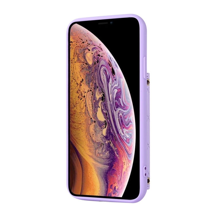 Horizontal Card Bag Ring Holder Phone Case with Dual Lanyard, For iPhone XS Max