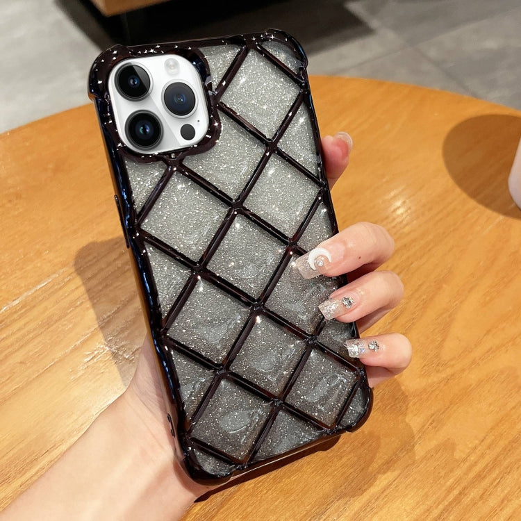 3D Diamond Lattice Laser Engraving Glitter Paper Phone Case, For iPhone 14 / 13, For iPhone 15 Pro Max, For iPhone 14 Pro, For iPhone 15 Pro