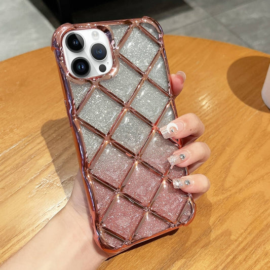 3D Diamond Lattice Laser Engraving Glitter Paper Phone Case, For iPhone 14 / 13, For iPhone 15 Pro Max, For iPhone 14 Pro, For iPhone 15 Pro