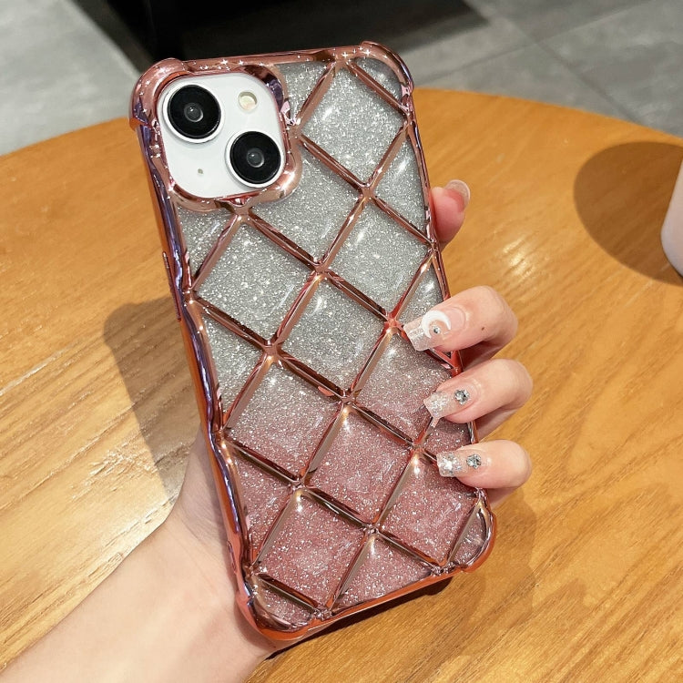 3D Diamond Lattice Laser Engraving Glitter Paper Phone Case, For iPhone 14 Pro Max, For iPhone 13 Pro Max, For iPhone 15, For iPhone 13 Pro