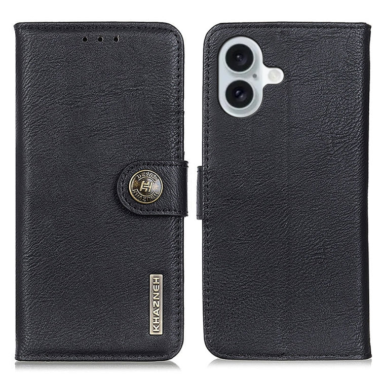 KHAZNEH Cowhide Texture Horizontal Flip Leather Phone Case, For iPhone 16 Pro Max, For iPhone 16 Pro, For iPhone 16 Plus, For iPhone 16, iPhone 16e, For iPhone 15 Pro Max