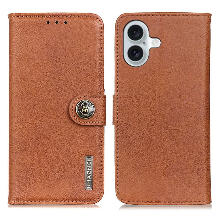 KHAZNEH Cowhide Texture Horizontal Flip Leather Phone Case, For iPhone 16 Pro Max, For iPhone 16 Pro, For iPhone 16 Plus, For iPhone 16, iPhone 16e, For iPhone 15 Pro Max