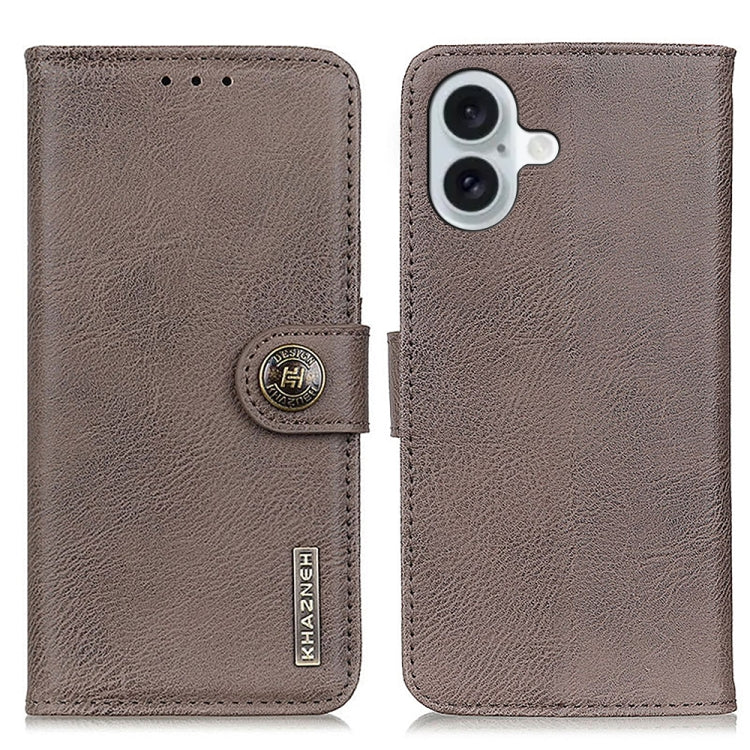 KHAZNEH Cowhide Texture Horizontal Flip Leather Phone Case, For iPhone 16 Pro Max, For iPhone 16 Pro, For iPhone 16 Plus, For iPhone 16, iPhone 16e, For iPhone 15 Pro Max