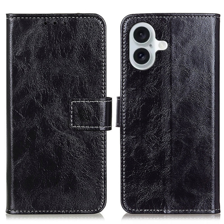 Retro Crazy Horse Texture Horizontal Flip Leather Phone Case, For iPhone 16, For iPhone 15 Pro Max, For iPhone 15 Pro, For iPhone 15 Plus