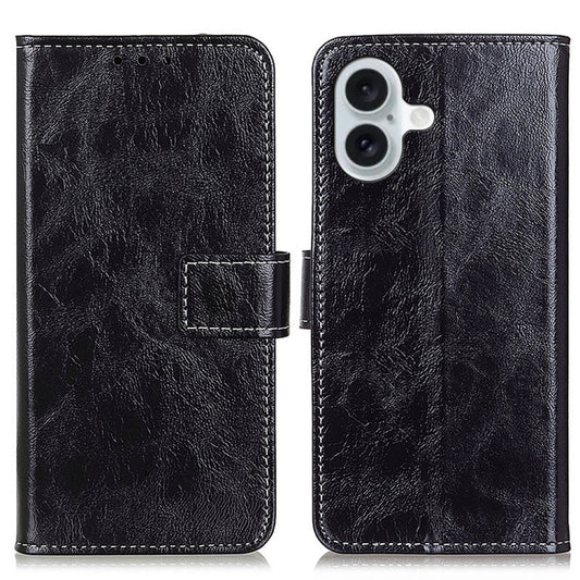 Retro Crazy Horse Texture Horizontal Flip Leather Phone Case, For iPhone 16, For iPhone 15 Pro Max, For iPhone 15 Pro, For iPhone 15 Plus