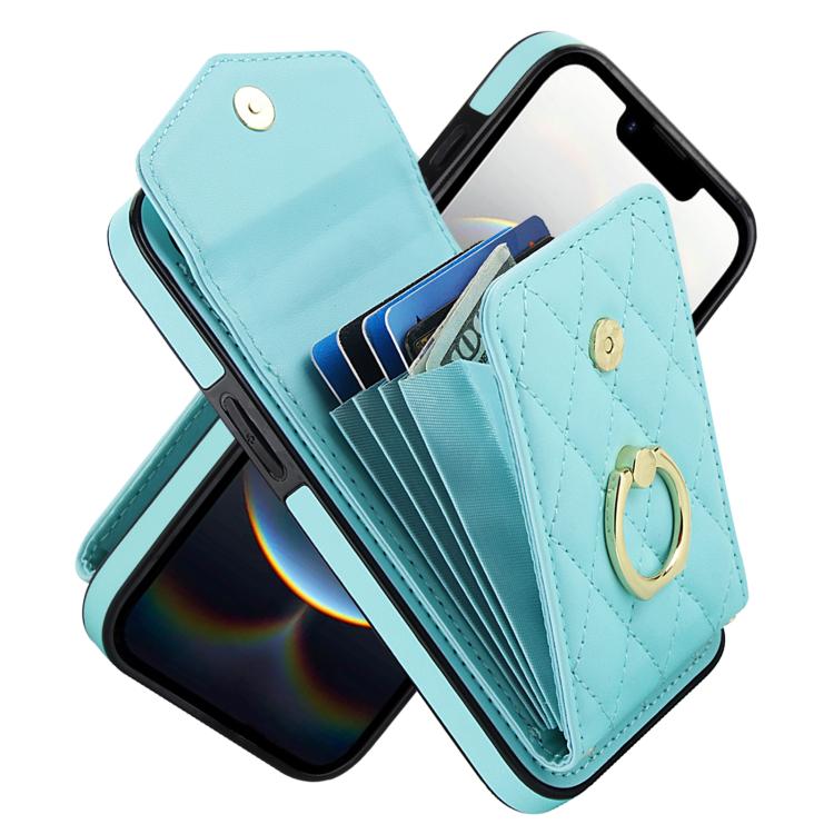 Rhombic Texture Card Bag Phone Case with Long Lanyard, For iPhone 17 Pro Max, For iPhone 17 Pro, For iPhone 17