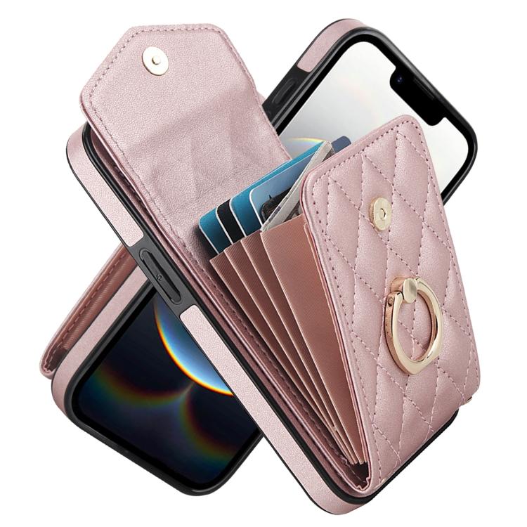 Rhombic Texture Card Bag Phone Case with Long Lanyard, For iPhone 17 Pro Max, For iPhone 17 Pro, For iPhone 17