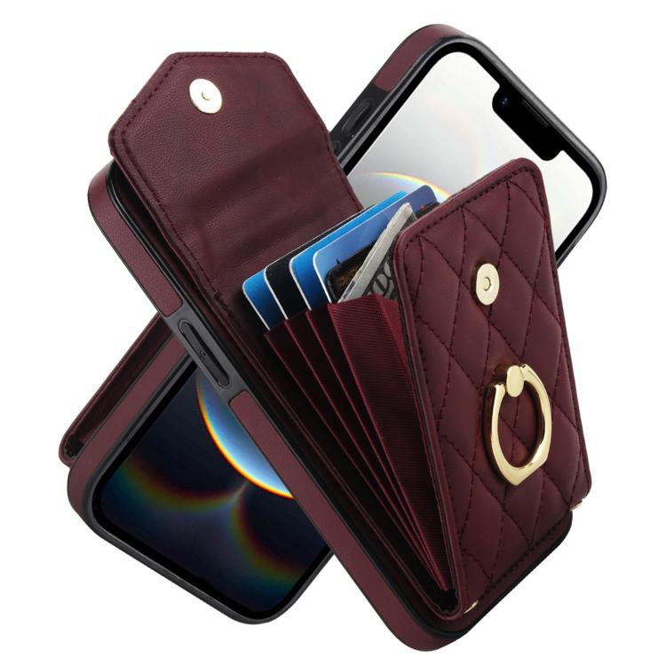 Rhombic Texture Card Bag Phone Case with Long Lanyard, For iPhone 17 Pro Max, For iPhone 17 Pro, For iPhone 17