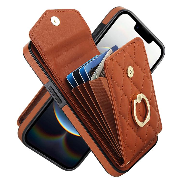 Rhombic Texture Card Bag Phone Case with Long Lanyard, For iPhone 17 Pro Max, For iPhone 17 Pro, For iPhone 17