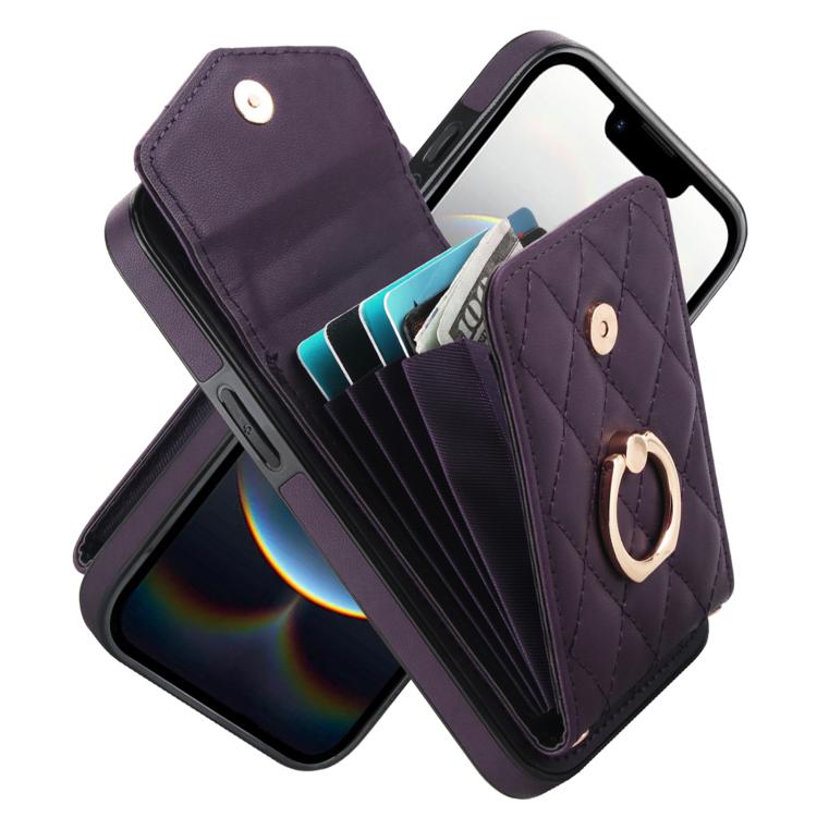 Rhombic Texture Card Bag Phone Case with Long Lanyard, For iPhone 17 Pro Max, For iPhone 17 Pro, For iPhone 17