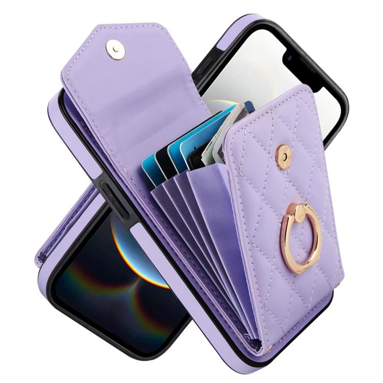Rhombic Texture Card Bag Phone Case with Long Lanyard, For iPhone 17 Pro Max, For iPhone 17 Pro, For iPhone 17