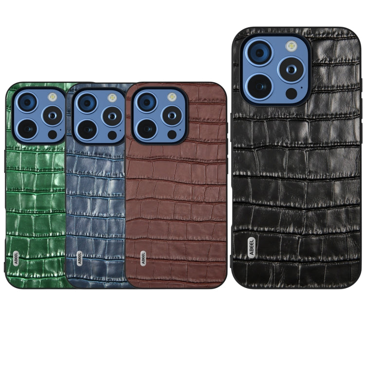 ABEEL Crocodile Texture Genuine Leather Phone Case, For iPhone 16 Pro Max, For iPhone 16 Pro, For iPhone 16 Plus, For iPhone 16, For iPhone 15 Pro Max, For iPhone 15 Pro