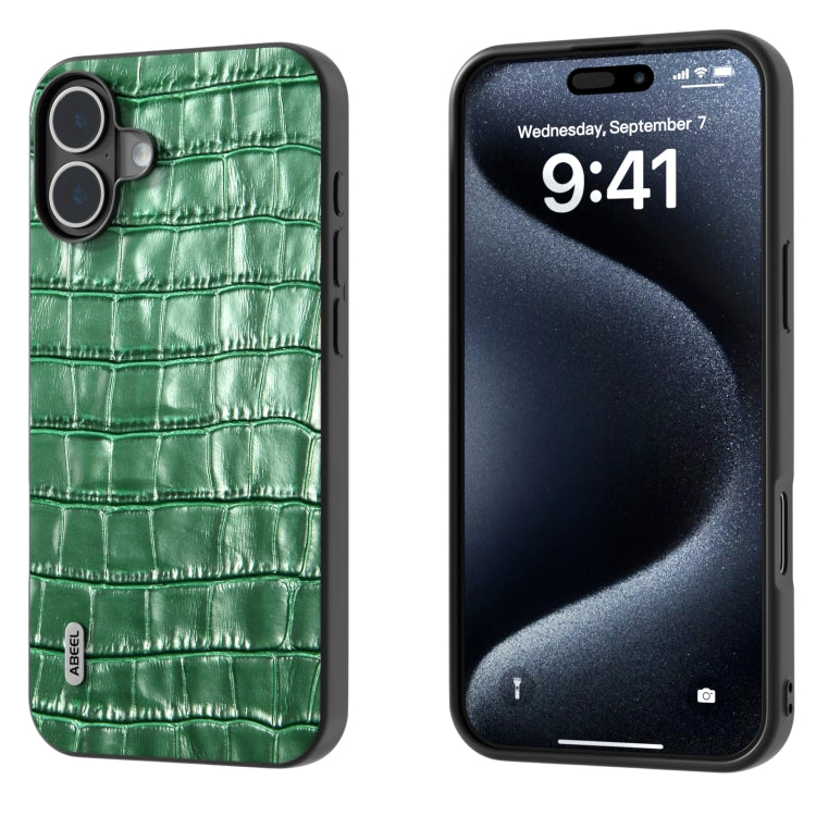 ABEEL Crocodile Texture Genuine Leather Phone Case, For iPhone 16 Pro Max, For iPhone 16 Pro, For iPhone 16 Plus, For iPhone 16, For iPhone 15 Pro Max, For iPhone 15 Pro