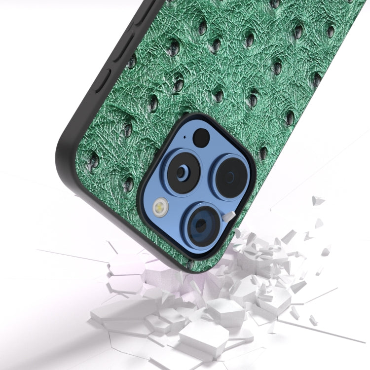 ABEEL Genuine Leather Ostrich Texture Phone Case, For iPhone 16 Pro Max, For iPhone 16 Pro, For iPhone 16 Plus, For iPhone 16, For iPhone 15 Pro Max, For iPhone 15 Pro