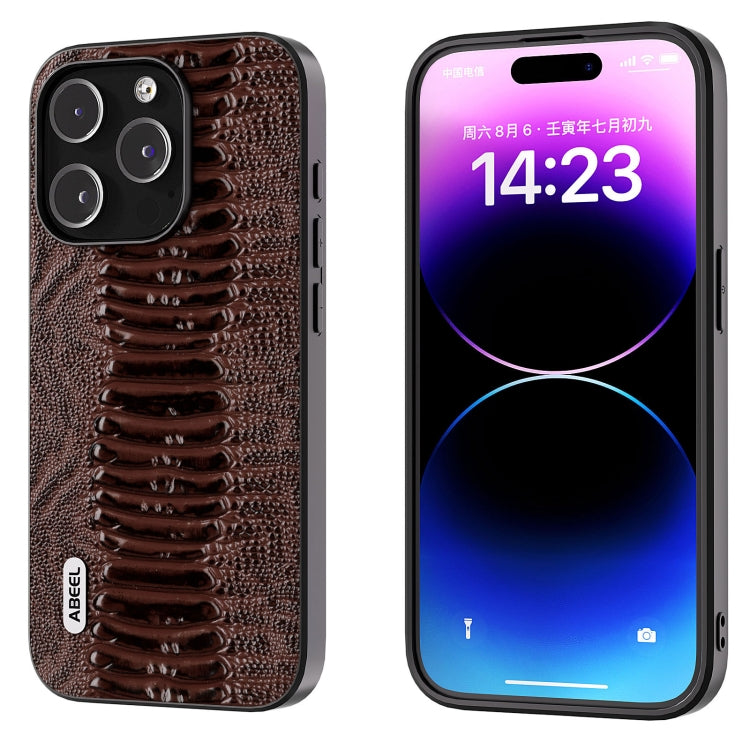 ABEEL Genuine Leather Weilai Series Phone Case, For iPhone 16 Pro Max, For iPhone 16 Pro, For iPhone 16 Plus, For iPhone 16, For iPhone 15 Pro Max, For iPhone 15 Pro