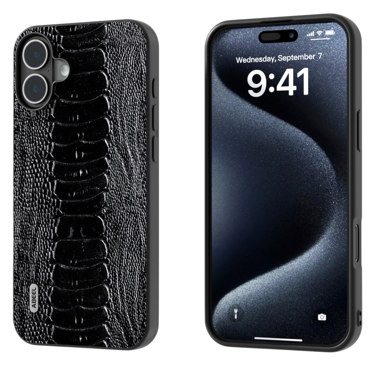 ABEEL Genuine Leather Weilai Series Phone Case, For iPhone 16 Pro Max, For iPhone 16 Pro, For iPhone 16 Plus, For iPhone 16, For iPhone 15 Pro Max, For iPhone 15 Pro