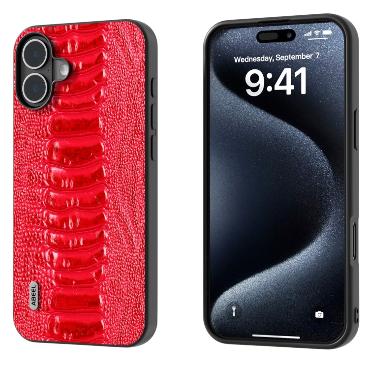 ABEEL Genuine Leather Weilai Series Phone Case, For iPhone 16 Pro Max, For iPhone 16 Pro, For iPhone 16 Plus, For iPhone 16, For iPhone 15 Pro Max, For iPhone 15 Pro