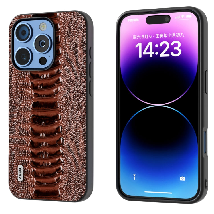 ABEEL Genuine Leather Weilai Series Phone Case, For iPhone 16 Pro Max, For iPhone 16 Pro, For iPhone 16 Plus, For iPhone 16, For iPhone 15 Pro Max, For iPhone 15 Pro