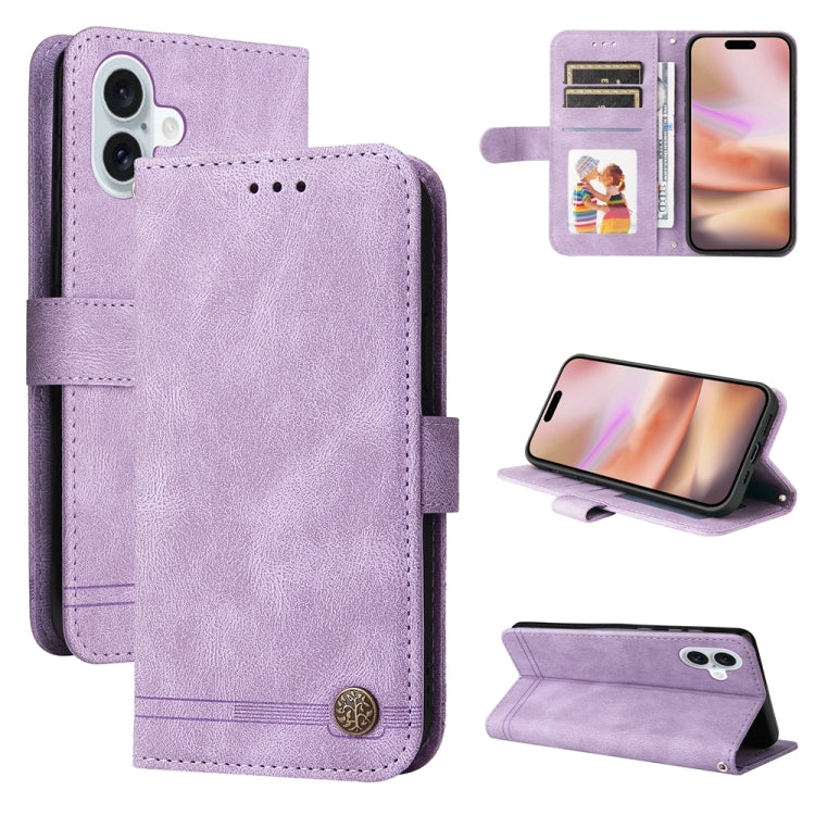Skin Feel Life Tree Leather Phone Case, For iPhone 17 Air, For iPhone 16 Pro Max, For iPhone 16 Pro, For iPhone 16 Plus