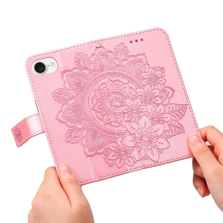 Seven-petal Flowers Embossing Leather Phone Case