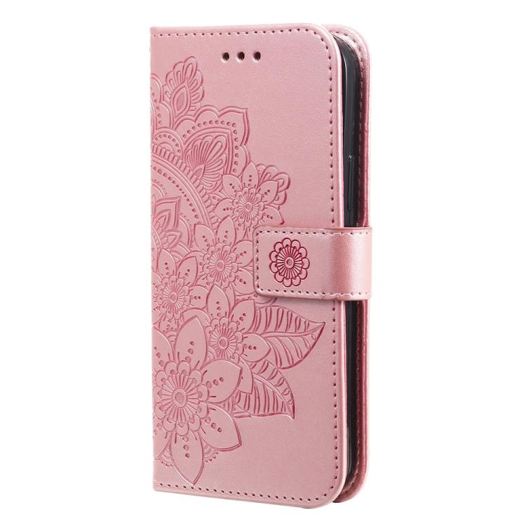 Seven-petal Flowers Embossing Leather Phone Case, For iPhone 17 Air, For iPhone 16 Pro Max, For iPhone 16 Pro, For iPhone 16 Plus