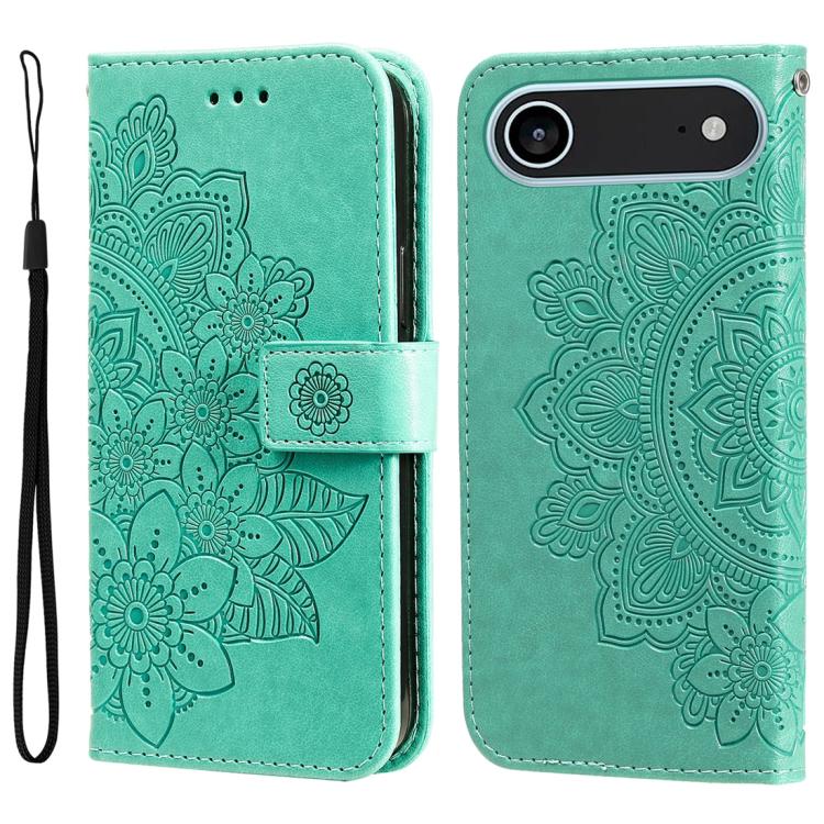 Seven-petal Flowers Embossing Leather Phone Case, For iPhone 17 Air, For iPhone 16 Pro Max, For iPhone 16 Pro, For iPhone 16 Plus