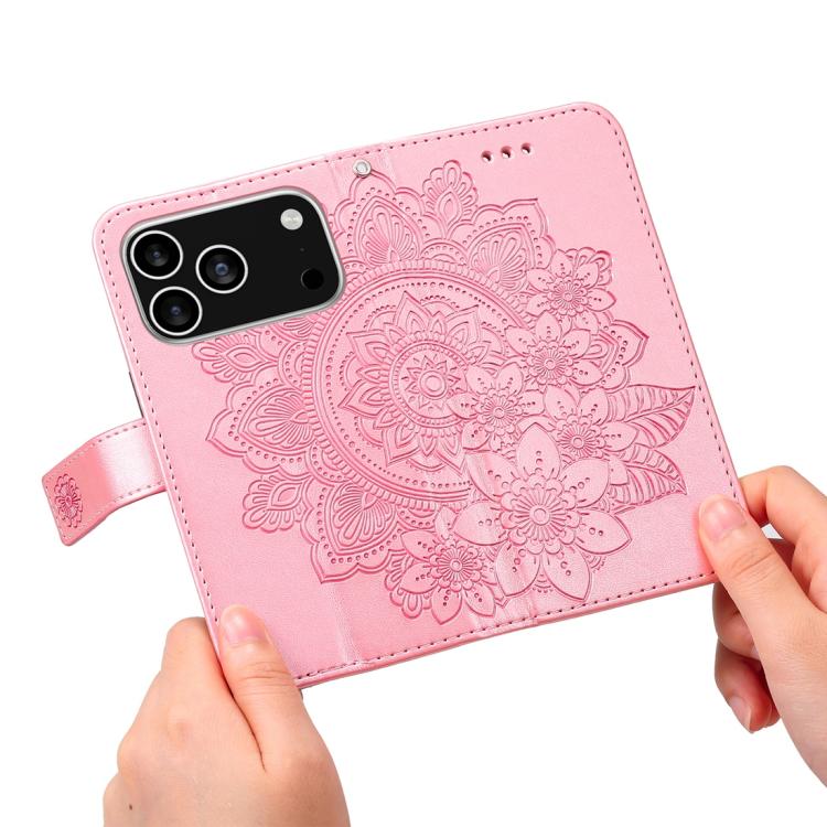 Seven-petal Flowers Embossing Leather Phone Case