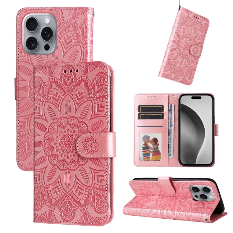 Embossed Sunflower Leather Phone Case, For iPhone 17 Air, For iPhone 16 Pro Max, For iPhone 16 Pro, For iPhone 16 Plus
