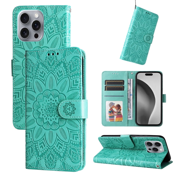 Embossed Sunflower Leather Phone Case, For iPhone 17 Air, For iPhone 16 Pro Max, For iPhone 16 Pro, For iPhone 16 Plus