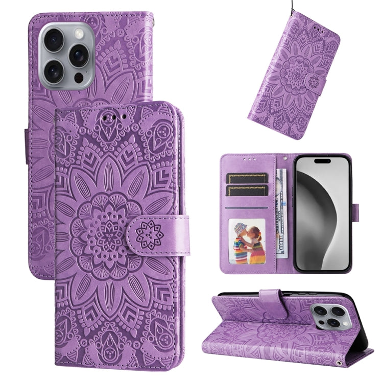 Embossed Sunflower Leather Phone Case, For iPhone 17 Air, For iPhone 16 Pro Max, For iPhone 16 Pro, For iPhone 16 Plus