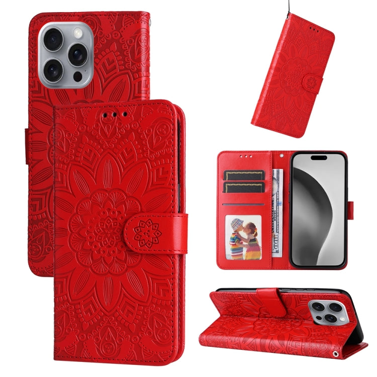 Embossed Sunflower Leather Phone Case, For iPhone 17 Air, For iPhone 16 Pro Max, For iPhone 16 Pro, For iPhone 16 Plus