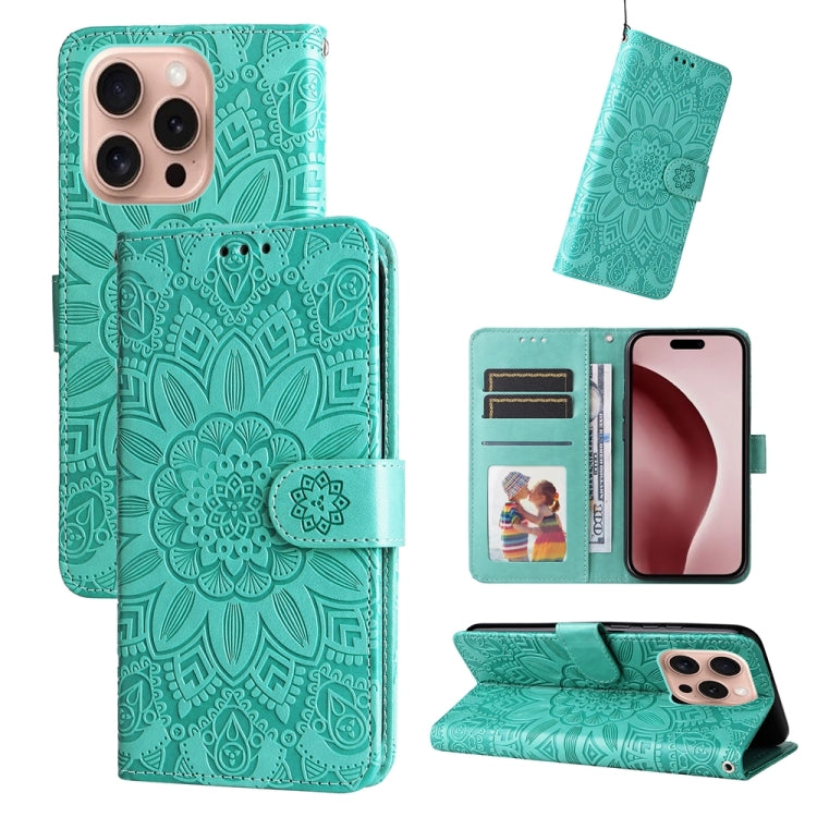 Embossed Sunflower Leather Phone Case, For iPhone 17 Air, For iPhone 16 Pro Max, For iPhone 16 Pro, For iPhone 16 Plus