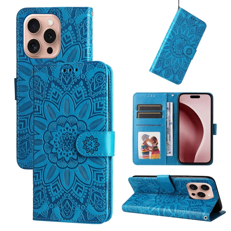 Embossed Sunflower Leather Phone Case, For iPhone 17 Air, For iPhone 16 Pro Max, For iPhone 16 Pro, For iPhone 16 Plus