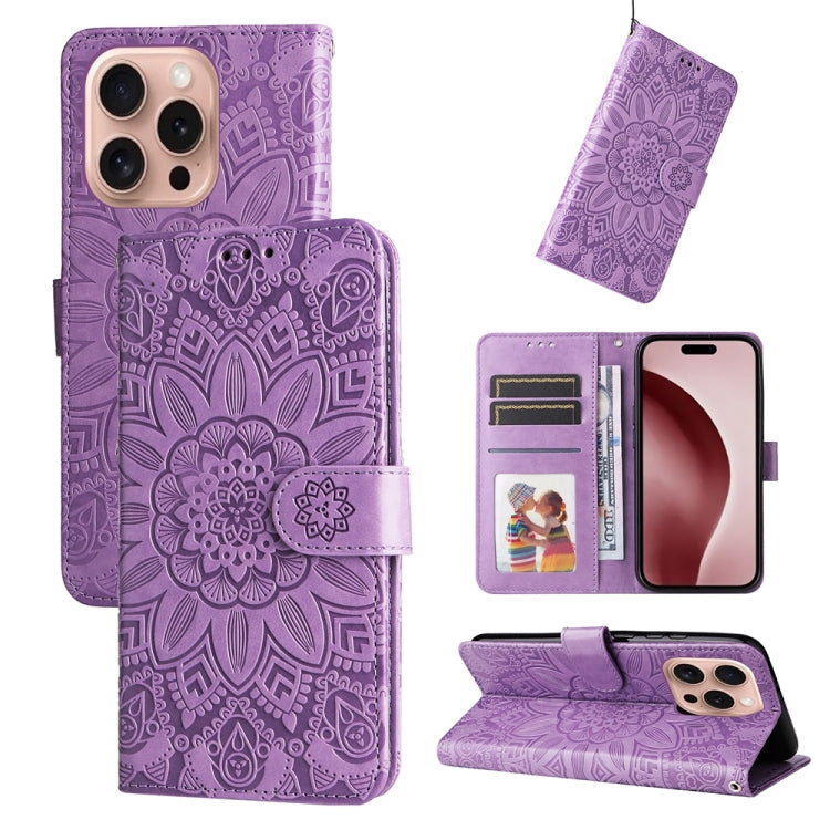 Embossed Sunflower Leather Phone Case, For iPhone 17 Air, For iPhone 16 Pro Max, For iPhone 16 Pro, For iPhone 16 Plus