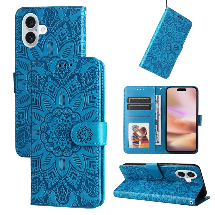 Embossed Sunflower Leather Phone Case, For iPhone 17 Air, For iPhone 16 Pro Max, For iPhone 16 Pro, For iPhone 16 Plus