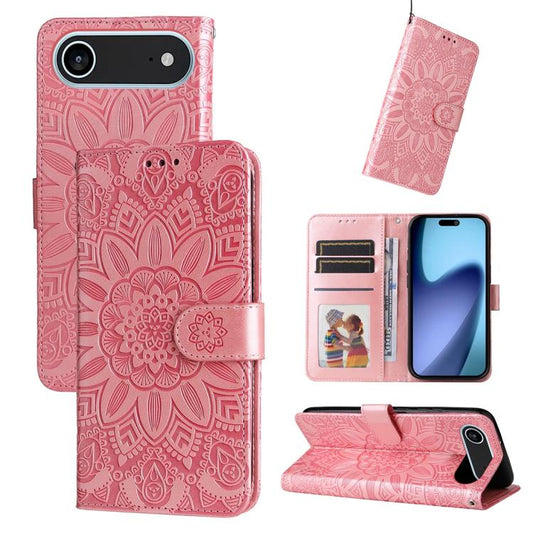 Embossed Sunflower Leather Phone Case, For iPhone 17 Air, For iPhone 16 Pro Max, For iPhone 16 Pro, For iPhone 16 Plus