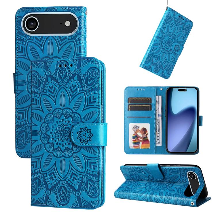 Embossed Sunflower Leather Phone Case, For iPhone 17 Air, For iPhone 16 Pro Max, For iPhone 16 Pro, For iPhone 16 Plus