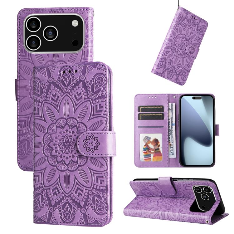 Embossed Sunflower Leather Phone Case