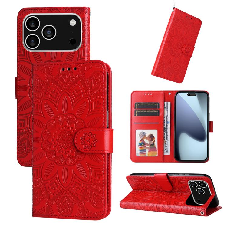 Embossed Sunflower Leather Phone Case