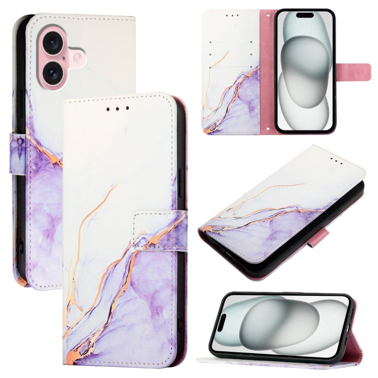 PT003 Marble Pattern Flip Leather Phone Case, For iPhone 16, For iPhone 15 Pro Max, For iPhone 15 Pro, For iPhone 15 Plus